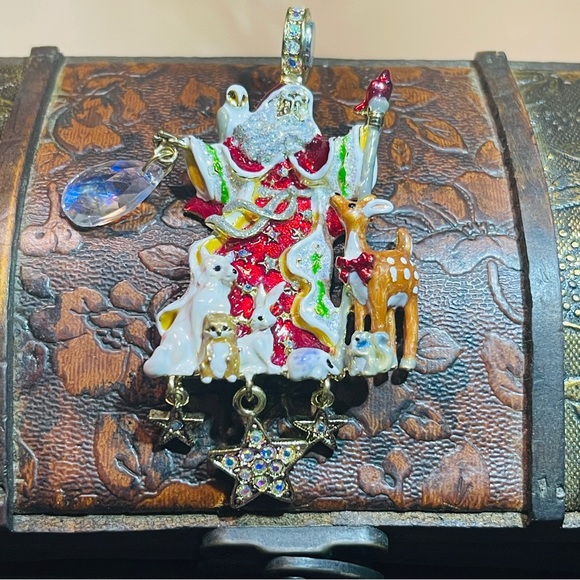 SALE!!! RARE SignedKirk’s Folly Santa & Forest Animals Necklace Enhancer! - Picture 2 of 11